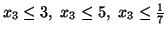 $x_3 \leq 3, \ x_3 \leq 5, \ x_3 \leq \frac{1}{7}$