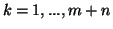 $k=1,...,m+n$
