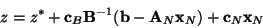 \begin{displaymath}
z=z^*+{\bf c}_B{\bf B}^{-1}({\bf b} - {\bf A}_N{\bf x}_N)+{\bf c}_N{\bf x}_N
\end{displaymath}