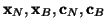 ${\bf x}_N,{\bf x}_B, {\bf c}_N, {\bf c}_B$